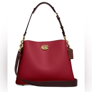 COACH Willow Shoulder Bag in Colorblock Leather (RED)
